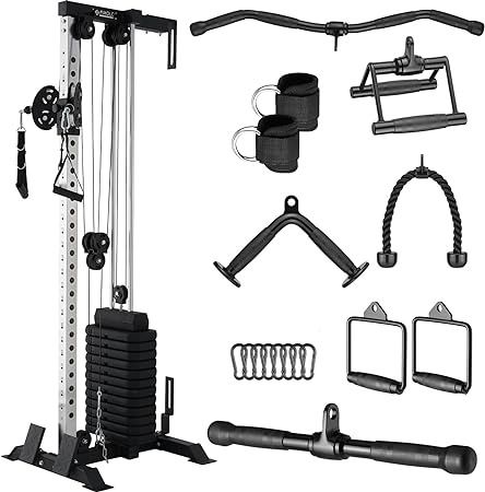 Amazon.com : ER KANG LAT Pulldown Station, Cable Machine with 215LBS Weight Stack, 27 Height Choices Pulley Tower, High and Low Cable Station Function Trainer Home Gym with Cable Attachments(LAT Pulldown Bar) : Sports & Outdoors Home Gym Cable Machine, Lat Pulldown, Cable Machine, Gym Machines, At Home Gym, Home Gym, High & Low, Tower, Cable