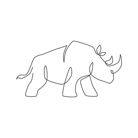 Rhino Drawing Simple, National Park Logo, Rhino Tattoo, African Rhino, Rhino Animal, Animal Mascot, Logo Minimalista, Logo Identity, Single Line Drawing