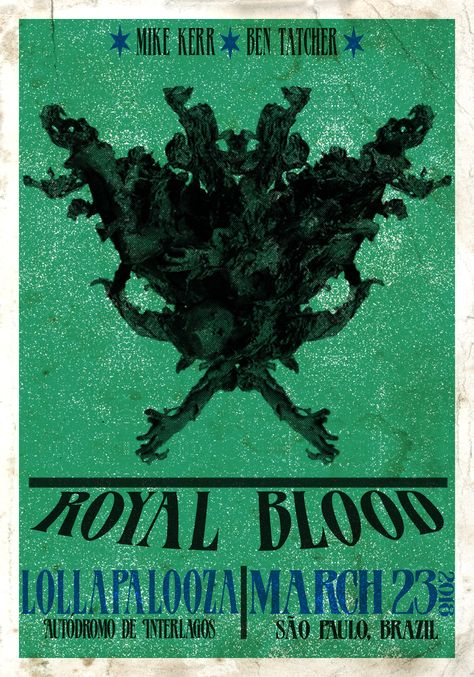 Royal Blood Poster, Royal Blood Band, Collage Bedroom, Fanmade Poster, Concert Poster Design, Band Ideas, Band Poster, Royal Blood, Bag Business