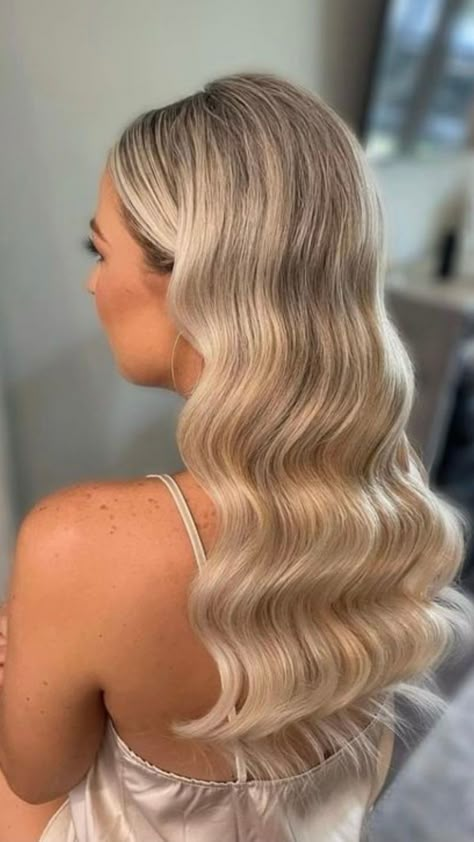 Hollywood Waves, Classic Hollywood Waves, Bridal Hollywood Waves, Hollywood Waves For Long Hair. Bridal Hollywood Waves, Hollywood Waves Bridal, Waves For Long Hair, Debs Hairstyles, Curled Wedding Hair, Glamorous Wedding Hair, Hairstyles For All Hair Types, Hollywood Curls, Bridal Hair Down