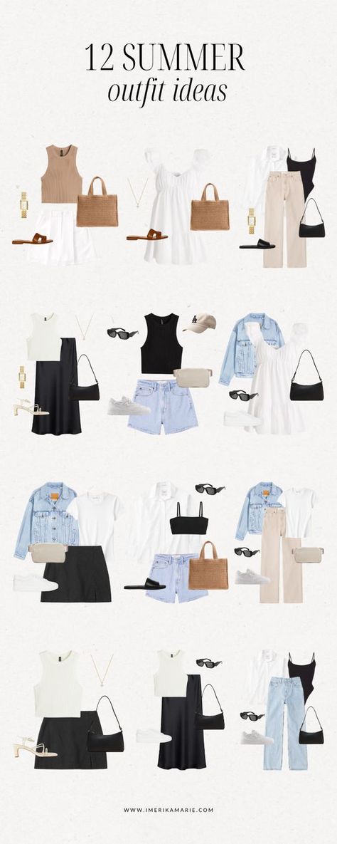 Fest Outfits, Capsule Wardrobe Outfits, Fashion Capsule Wardrobe, 여름 스타일, Europe Outfits, Populaire Outfits, Summer Outfit Ideas, Capsule Outfits, Wardrobe Outfits