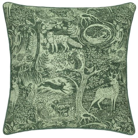 furn. Emerald Green Winter Woods Animal Chenille Cushions. Animal. Chenille. Modern. Chenille. Polyester. 100% Polyester. Featuring a woodblock inspired pattern of woodland animals and trees, woven on a soft chenille jacquard fabric. Complete with a reversible design, piped trim and hidden zip fastening. Made with 100% Polyester, this fabric is super soft yet durable. Pair with any product in our Winter Woods collection for a fully coordinated look. Jacquard. Chenille. Reversible. Piped Trim. In Leopard Bedroom, Bedroom Revamp, Winter Pillow Covers, Animal Throw Pillows, Piped Cushion, Winter Woods, Black Friday Furniture Sale, Wood Animal, Winter Wood