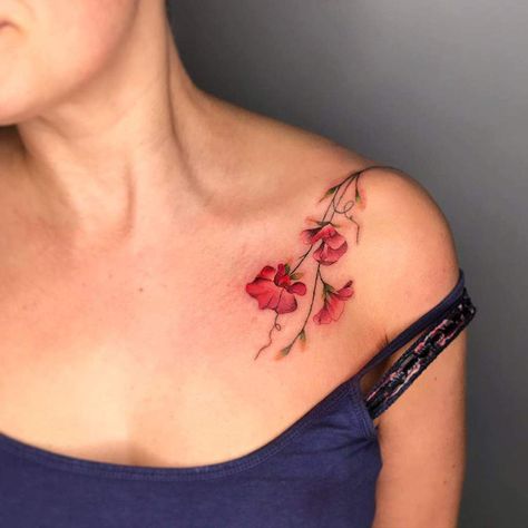 Top 57+ Best Sweet Pea Flower Tattoo Ideas - [2021 Inspiration Guide] Sweetpea Flower Tattoo, Pea Flower Tattoo, Sweet Pea Flower Tattoo, Pea Tattoo, Sweet Pea Tattoo, Sweet Pea Flower, Flower Shoulder Tattoo, Mastectomy Tattoo, Flower Tattoo Ideas