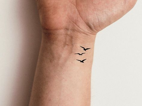 3 Silhouette Birds Temporary Tattoo - Etsy Fine Line Bird Tattoo Small, 3 Little Birds Tattoo Bob Marley, Small Bird Tattoo Men, 3 Bird Tattoos For Women, 3 Little Birds Tattoo, Birds Flying Tattoo, Three Little Birds Tattoo, 3 Birds Tattoo, Three Birds Tattoo