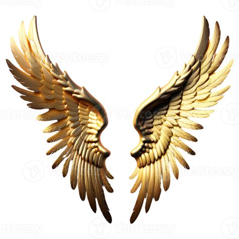 Gold Wings Isolated on Transparent Background. AI Generative Golden Wings Art, Angel Wings Clip Art, Wing Tattoo Men, Wings Png, Krishna Hd, Golden Wings, Wing Tattoo, Gold Wing, Lord Krishna Hd Wallpaper