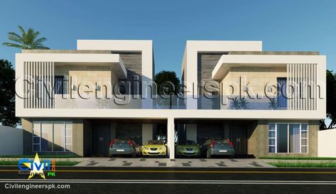 10 Marla Duplex House - Civil Engineers PK Pakistani House, 10 Marla House Design, 10 Marla House Plan, House Structure Design, Civil Engineering Construction, Double Storey House, Duplex Plans, Small House Front Design, Duplex Design