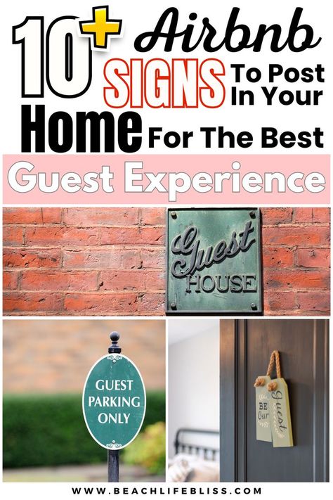 As an Airbnb host, it is important to post signs in your home for your guests. This will help them feel more comfortable and navigate around your space like it was their own. Learn more. #airbnb #business #tips Airbnb Checklist, Beachy Quotes, Airbnb Signs, Host Tips, Airbnb Business, Recycling Information, Airbnb Design, Guest Signing, Airbnb Host