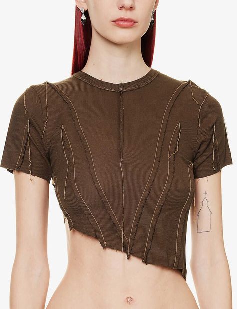 SAMI MIRO VINTAGE Asymmetric Short Sleeve Top in Bark Brown 95% lyocell, 5% elastane Slips on Slim fit Round neckline Short sleeves All-over exposed seams design Ribbed texture Asymmetric raw hem Lightweight, stretchy Hand wash cold Made in USA True to size Size small: length 18in / 46cm Model is 5ft 11in/1.80m and wears a size small Never heard of Boujeepeople.com and a little skeptical? That's because we're a small business run entirely by a team of two who depend on our customers to spread th Drake White, Sami Miro, Exposed Seams, Asymmetrical Tops, Fashion Killa, Denim Top, Short Sleeve Top, Hoodie Jacket, Fashion Inspo Outfits