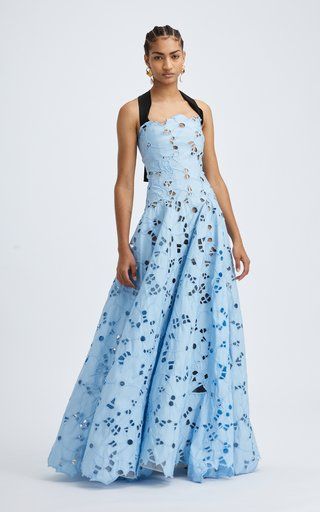 Oscar de la Renta Trunkshow | Moda Operandi Blended Cocktail, Halter Gown, Full Length Gowns, Johanna Ortiz, Designer Gowns, Floral Midi Dress, Global Fashion, Creative Fashion, Square Neckline