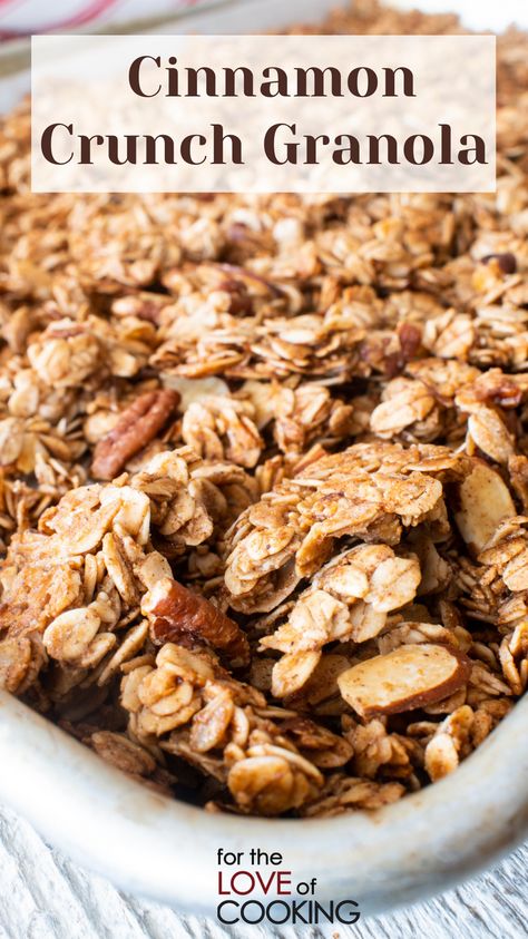 Cinnamon Granola Recipe, Granola Clusters, Cinnamon Granola, Granola Recipe Homemade, Cinnamon Crunch, Gluten Free Granola, Tasty Breakfast, Granola Healthy, Granola Recipe