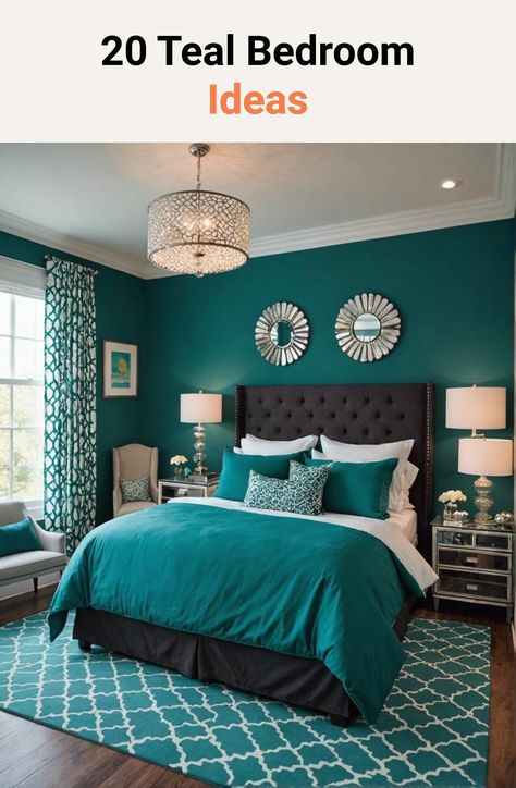 20 Teal Bedroom Ideas – ToolzView Teal And White Bedroom Ideas, Teal And White Bedroom, Teal And Gray Bedroom, Tiffany Blue Bedroom, Light Blue Bedroom, Modern White Bedroom, Bedroom Turquoise, White Bedroom Ideas, Bilik Idaman