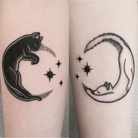 Kitty Tattoos, Cute Cat Tattoo, Tato Henna, Cross Tattoos, Men Tattoos, Harry Potter Tattoos, Bff Tattoos, Парные Тату, Cat Tattoo Designs