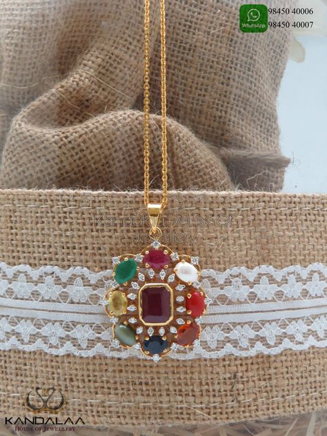 Navarathna Pendent Set, Navratna Bangle Designs, Navratan Pendant Design, Gold Stone Pendant Designs, Navaratna Locket For Women, Navaratna Pendants Gold, Stone Lockets Pendants, Navratna Necklace Gold, Navaratan Pendant