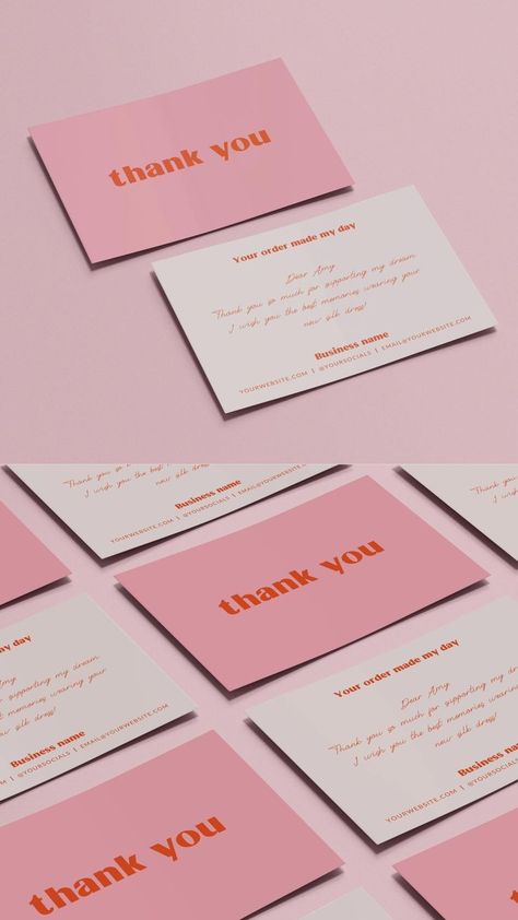 Kawaii Thank You Cards For Business, Pink Thank You Cards, Pink Small Business Aesthetic, Small Business Packaging Ideas Thank You Cards, Thank You Postcard, How To Order Design, Thank You For Your Order Card, Thank You Card Design Aesthetic, Card Design Aesthetic