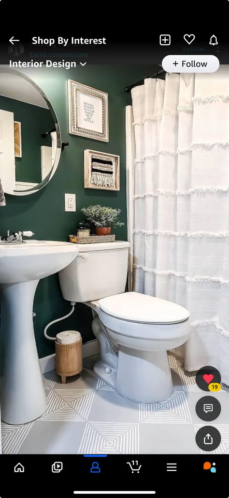 Colorful Bathrooms Boho, Tiny Bathroom Colors, Behr Meteorological Paint, Behr Bathroom Paint Colors 2023, Behr Meteorological, Green Boho Bathroom, Colorful Boho Bathroom, Green Wall Paint Colors, Bathroom Paint Color Ideas