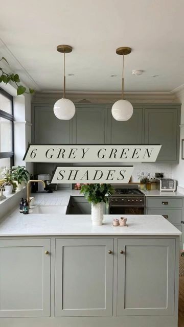 Grey Kitchen Green Accents, 2 Tone Kitchen Cabinets Green, Mizzle Kitchen Walls, Farrow And Ball French Grey Hallway, Mizzle Kitchen Cabinets, Kitchen Wall Colour Ideas Grey Units, Grey Kitchen Green Walls, Mizzle Farrow And Ball Kitchens, Sage Grey Kitchen