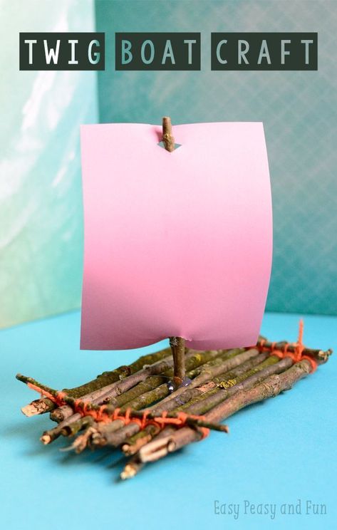 Twig Boat Craft - Fun nature craft for kids to make #campingcrafts Boat Craft, Twig Crafts, Forest School Activities, Boat Crafts, Tree Study, Craft Easy, Paper Boat, Crafts For Boys, Forest School