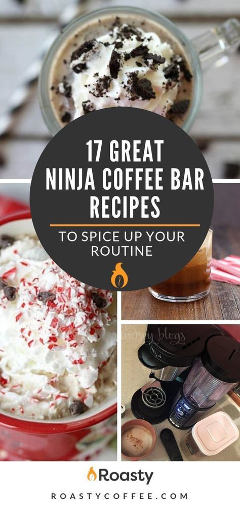 From the more classic mocha latte to peppermint mochas that give you those holiday feels, check out our list of 17 great Ninja Coffee Bar recipes to spice up your routine. Happy caffeinating! #roastycoffee #ninjacoffeebar #coffeemaker #homemadecoffee #coffeerecipes #coffeeathome #coffeedrinks Espresso Machine Drink Recipes, Ninja Specialty Coffee Recipes, Ninja Dual Brew Coffee Recipes, Ninja Dualbrew Pro Coffee Recipes, Ninja Specialty Coffee Maker Recipes, Ninja Dual Brew Pro Recipes, Ninja Coffee Maker Recipes, Coffee Bar Recipes, Coffee Maker Recipes