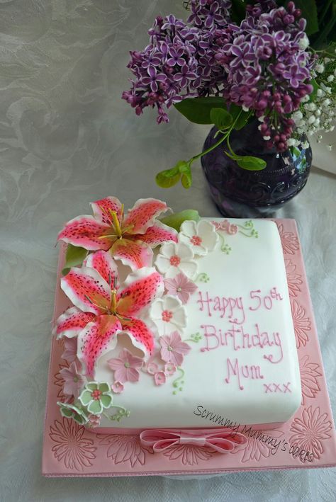 Summer Birthday Cake, Stargazer Lily, Themed Desserts, 50th Birthday Cake, Creative Birthday Cakes, Birthday Planning, Pretty Birthday Cakes, Cute Birthday Cakes, Just Cakes