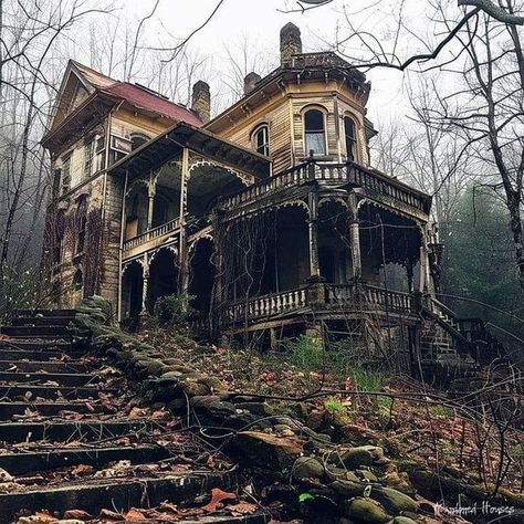 Spooky Buildings, Creepy Old Houses, Old Abandoned Buildings, Creepy Houses, Abandoned Mansion, Old Abandoned Houses, Forgotten Places, Spooky House, Abandoned House