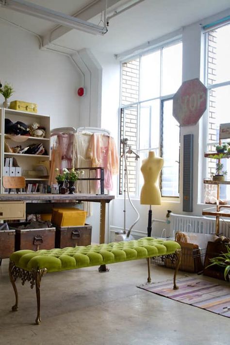 Fashion Design Studio Workspaces, Decorative Fencing, Design Studio Space, Vitrine Design, Design Studio Workspace, Vintage Apartment, Fashion Designer Studio, Sewing Room Design, Room Deco