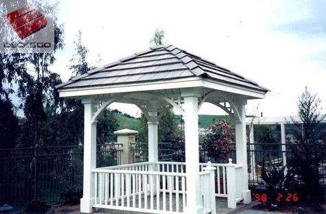 Square Gazebo Structure Photo Deck With Gazebo, Square Gazebo, Chamber Ideas, Gazebo Design, Gazebo Plans, Grill Gazebo, Backyard Living, Greek Revival, Home Landscaping