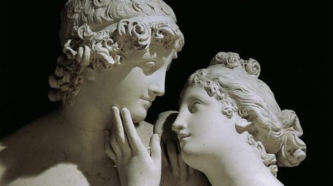 Statue of Venus and Adonis by Antonio Canova in 1794. Venus is the ancient Roman goddess of love. She fell in love with the handsome Adonis, who wanted to hunt instead of being with her. Adonis then lost his life in a hunting accident. The goddess was heartbroken, and since then love has meant beauty but also pain. The ancient Greeks called the goddess of love Aphrodite. Photo by: DeAgostini/Getty... Love Statue, Goddess Aesthetic, Antonio Canova, Italian Sculptors, Giclee Painting, Roman Art, Goddess Of Love, Marble Sculpture, Types Of Painting