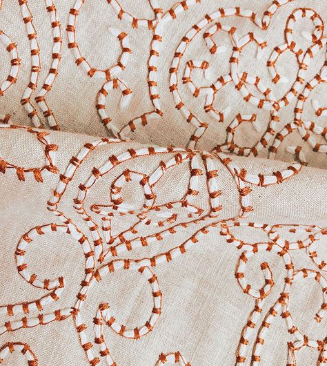 Harlow Peppermint - Eastern Accents Classic Embroidery, Neutral Fabric, Alabama Chanin, Fabric Embellishment, Eastern Accents, Embroidery Suits Design, Peppermint Candy, Slow Stitching, Thread Embroidery