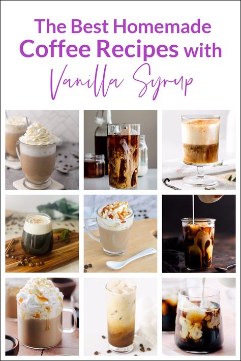 These homemade coffee recipes with vanilla syrup allow you to be your own barista. Homemade coffees are a fraction of the cost of those big chain coffee spots. With just a few simple ingredients you can make your own cold brew coffee with a subtle vanilla flavor right in your own home. Vanilla Syrup Coffee Recipes, Coffee With Vanilla Syrup, Coffee With Syrup Recipes, Coffee Recipes With Syrup, Homemade Coffee Recipes, Best Homemade Coffee, Speciality Coffee Recipes, French Vanilla Syrup, Chocolate Drink Recipes