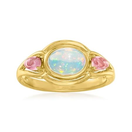 Ross-Simons travels the world to find beautiful, high-quality styles at the best prices. Add a mystical touch to your outfit with this ring. Here, a 6x8mm oval Ethiopian opal cabochon beams next to .40 ct. t.w. pear-shaped pink tourmaline cabochons. Set in polished 18kt yellow gold over sterling silver. 3/8" wide. Pink tourmaline and Ethiopian opal ring. Each Ross-Simons item arrives in a fine jewelry presentation box. Shop Ross-Simons jewelry risk-free as all items include a 30-day, 100% money- Opal Drop Earrings, Opal Birthstone, Knot Stud Earrings, Ethiopian Opal Ring, Pink Tourmaline Ring, Opal Earrings Stud, Opal Studs, Jewelry Essentials, Sterling Jewelry