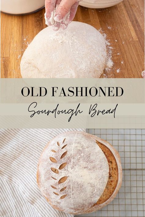 sourdough bread being sprinkled with flour. Sourdough Bread scored and cooling on cooling rack Traditional Sourdough Bread, Traditional Sourdough Bread Recipe, The Southern Sourdough Co, Southern Sourdough Co Recipe, Old Fashioned Sourdough Bread, Southern Sourdough Co, Classic Sourdough Bread Recipe, Fancy Butter, Artisan Sourdough Bread Recipe