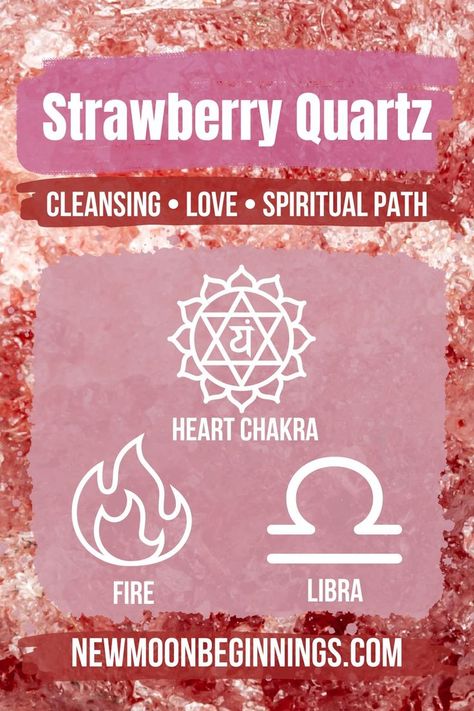 Shop Strawberry Quartz on our website at newmoonbeginnings.com Strawberry Spiritual Meaning, Strawberry Quartz Meaning, Crystal Magick, Quartz Meaning, Love Spiritual, Love And Understanding, Universal Love, Red Strawberry, Unique Characteristics