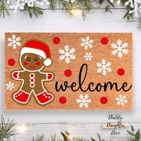 𝐃𝐞𝐜𝐤 𝐘𝐨𝐮𝐫 𝐃𝐨𝐨𝐫𝐬𝐭𝐞𝐩! 🎄✨☃️ Our brand-new Christmas doormat designs have arrived just in time for the holiday season! 🎄✨ Whether you’re looking for a fun, classic, or whimsical style, we’ve got a design for you. These designs and more Christmas decor is available in our Etsy Shop ✨ #doormat #doormatsofinstagram #doormatdesign #christmasdecorideas #christmasporch #christmasporchdecor #porchdecor #christmashomedecor #daddydaughterdeco Gingerbread Door Mat Diy, Christmas Front Door Mat Ideas, Diy Christmas Mat, Christmas Door Mat Diy, Christmas Welcome Mat, Christmas Door Mat Ideas, Diy Christmas Door Mat, Gingerbread Doormat, Holiday Doormat