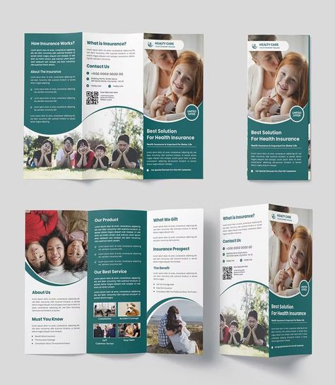 Simple Health Insurance Trifold Brochure Template AI, EPS Health Brochure, Insurance Brochure, Modern Brochures, Marketing Presentation, Professional Brochure, Trifold Brochure Design, Marketing Brochure, Company Brochure, Fold Brochure