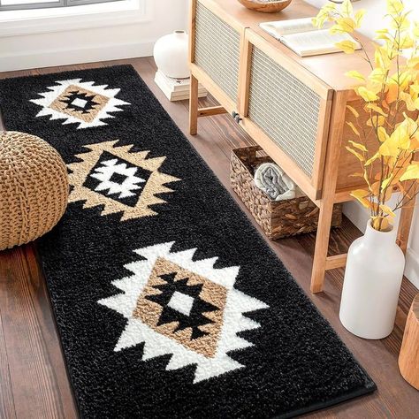 Boho Bathroom Rugs Black Aztec Bath Mat Non Slip Long Bathroom Rug Runner Luxury Soft Absorbent Carpet for Bathroom Shower Kitchen Entryway Modern Western 20x47 Long Bathroom Rug, Aztec Bathroom, Bathroom Rug Runner, Boho Bathroom Rugs, Boho Bathroom Rug, Long Bathroom Rugs, Long Bath Mat, Long Bathroom, Red Bath Mat