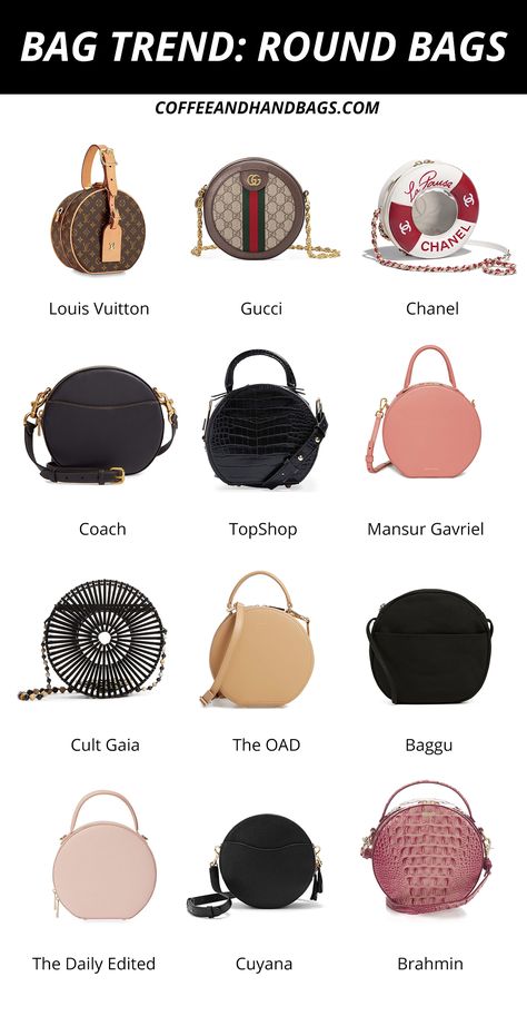 Bag Trend Round-Up: The Best Circle Bags | CoffeeAndHandbags.com Round Bags, Circle Bags, Vintage Hat Boxes, Types Of Handbags, Circle Purse, Luxury Bags Collection, Fashion Dictionary, Fashion Terms, Tas Fashion