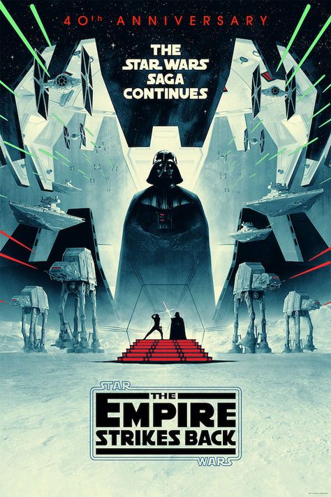 Gorgeous New Posters Celebrate The 40th Anniversary Of Star Wars: The Empire Strikes Back Matt Ferguson, Dark Maul, Happy 40th Anniversary, Jar Jar Binks, Star Wars The Empire, Dark Vador, Cuadros Star Wars, Empire Strikes Back, Star Wars Empire