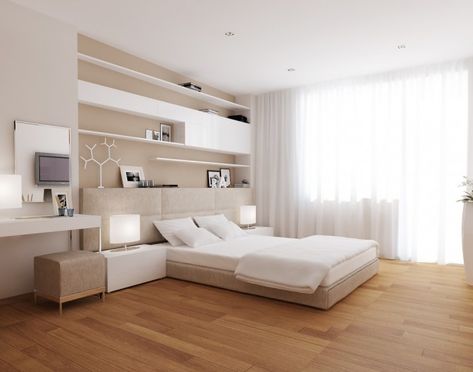 casal Low Beds, Contemporary Modern Bedroom, Beige Ottoman, Minimalist Dekor, Contemporary Bedroom Design, Casa Loft, Modern Bedroom Interior, Modern Bedroom Design, Awesome Bedrooms