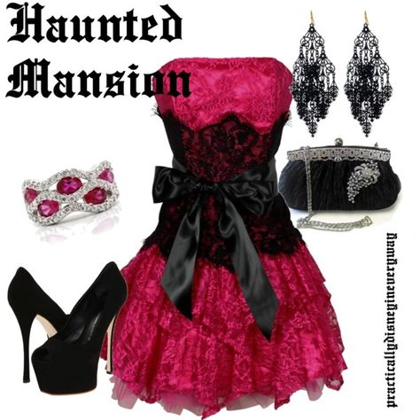 Haunted Mansion, created by prettybritty3820 on Polyvore Strapless Bustier, Lace Bustier, Dresses Cocktail, Formal Gown, Dresses Lace, Short Prom, Prom Dresses Lace, Dress Prom, Red Prom Dress