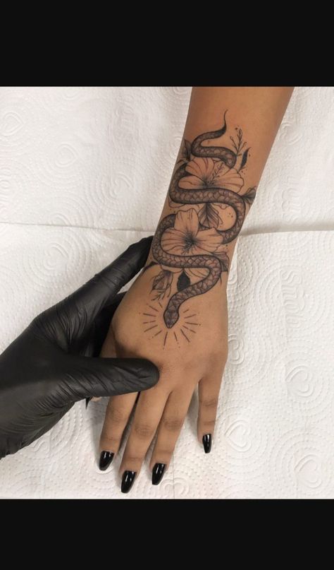 Snake And Flowers Tattoo, Backpiece Tattoo, Forarm Tattoos, Snake Tattoo Design, Forearm Tattoo Women, Red Ink Tattoos, Dope Tattoos For Women, Stylist Tattoos, Thigh Tattoos Women