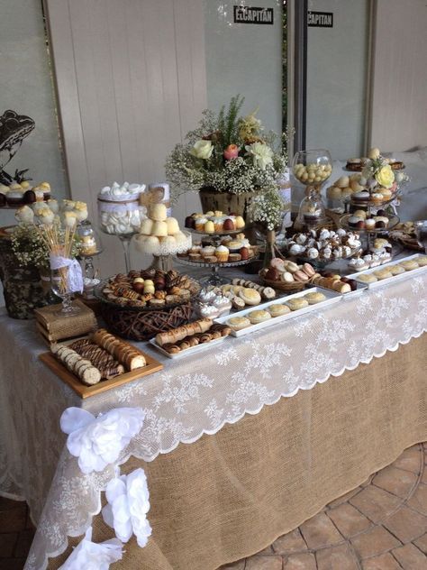 Rustic Wedding Candy Table, Rustic Wedding Sweets Table, Rustic Anniversary Decor, Rustic Brunch Decor, Rustic Party Table Decor, Rustic Candy Table, Candy Bar Boda, Wedding Buffet Table Decor, Rustic Buffet Table