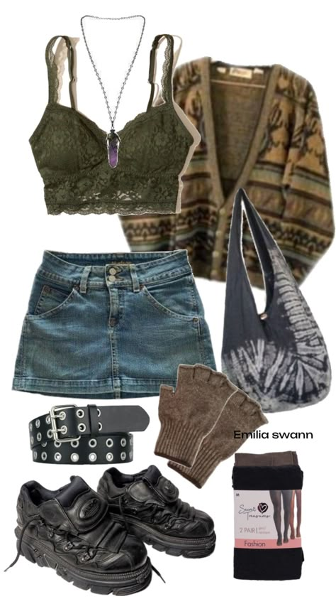 Simple Grunge Outfits, Forest Aesthetic Outfit, Grunge Outfit Aesthetic, Forest Grunge, Goblincore Outfits, Alt Summer Outfits, Summer Grunge Outfits, Fairy Grunge Outfit, Grunge Summer Outfits