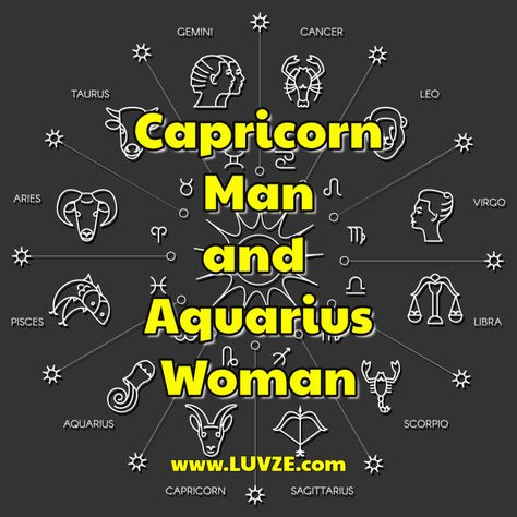 Capricorn man and Aquarius woman: are they a good match? In this article, we have listed all the positives and negatives about this zodiac couple. Aries Man Libra Woman, Aries And Sagittarius, Taurus And Scorpio, Aries And Libra, Sagittarius Man, Sagittarius Women, Libra Women, Pisces Man, Virgo Women