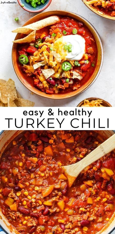 Healthy Ground Turkey Chili, Ground Turkey Chili Recipe, Turkey Chili Recipe Easy, Healthy Turkey Chili, Easy Turkey Chili, Healthy Chili Recipe Turkey, Chili Recipe Stovetop, Ground Turkey Chili, Easy Comfort Food Dinners