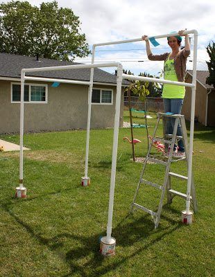 How to Make a PVC Canopy - Made by A Princess Pvc Canopy, Party Canopy, Pvc Pipe Projects, Backyard Shade, Backyard Canopy, Pvc Projects, Wedding Canopy, Garden Canopy, Pergola Design