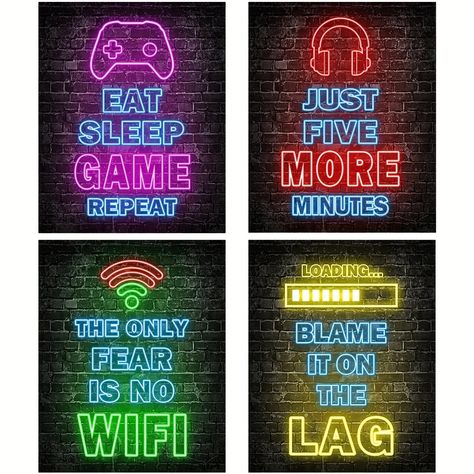 Faster shipping. Better service Gamer Bedroom Ideas, Gaming Themed Bedroom, Gaming Bedroom Ideas, Gamer Wall Art, Video Game Wall Art, Gaming Bedroom, Boys Game Room, Decorations For Bedroom, Gamer Bedroom