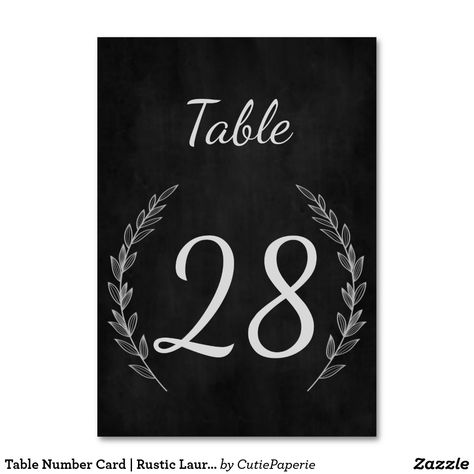 Table Number Card | Rustic Laurel Chalkboard #WeddingTableNumber #RusticWedding #CutiePaperie Bridal Shower Chalkboard, Chalkboard Table Numbers, Table Numbers Wedding Rustic, Country Wedding Gifts, Chalkboard Table, Modern Wedding Reception, Romantic Rustic Wedding, Country Ideas, Wedding Table Number Cards