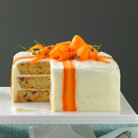 Three-Layered Carrot Cake Recipe -My mom loved carrots so much she put them in various dishes at least five times a week when I was growing up. Her specialty was a homemade carrot cake that was requested for every special occasion. When I made this for her 70th birthday, she cried with each bite. —Paula Marchesi, Lenhartsville, Pennsylvania Layer Carrot Cake, Carrot Cake Decoration, Homemade Carrot Cake, Italian Beef Sandwiches, Blueberry Lemon Cake, Easy Cake Decorating, Carrot Cake Recipe, Blueberry Cake, St Vincent