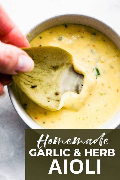 Garlic Aioli Recipe Easy, Apple Paste, Herb Aioli Recipe, Vegan Garlic Aioli, Aioli Recipes, Aoili Recipe, Aioli Sauce Recipe, Herb Aioli, Garlic Herb Sauce