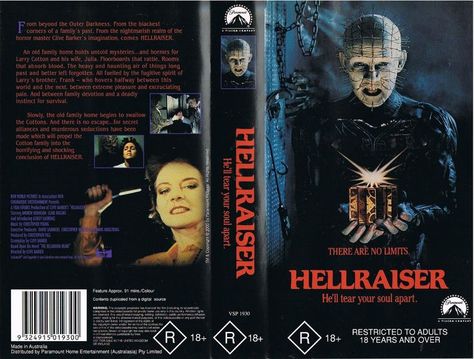 Collectors Room Ideas, Hellraiser 1987, Doug Bradley, Vhs Box, Film Watch, 80s Horror, Vhs Movie, Retro Horror, Movie Covers